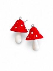 Cute Red Mushroom Dangle Earrings Fairycore Cottagecore Woodland Novelty Gift