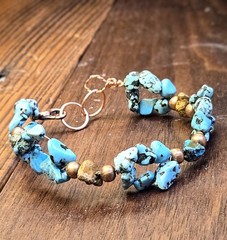 Desert Heirloom Hand-woven Raw Turquoise & Copper In Statement Artisan Bracelet