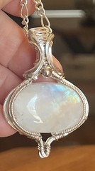 Rainbow Moonstone ~ Handmade 925 Sterling Silver wire wrapped pendant 9n