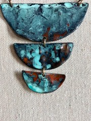 Handmade Patina Copper Reversible Pendant Necklace | Modern Artisan Statement
