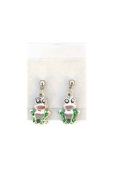Smiling Frog-Silver Enamel Earrings-Surgical Steel Post-Pizazz Creations