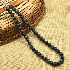 Natural Larvikite 6mm Round Shape Beaded Gemstone Handmade Unisex Necklace