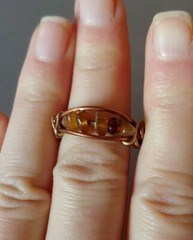 Vintage Ring size 6 artisan handmade copper 14k wire Hessonite & Pyrope Garnet