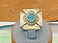 Carolyn Pollack Relios Stering Turquoise Cross Southwest Ring sz 9.75–2519.24