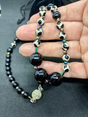 Black Onyx Necklace Rainbow Hematite 29″ Strength Grounding Balance Magnet Clasp