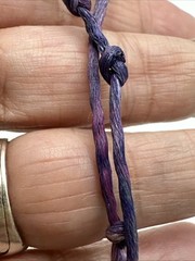 Artisan Handcrafted Pendent Amethyst Glass Beads On Silk Tie Dyed Cord 36” Boho