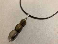 Handmade Artisan Wire-Wrapped Tigers Eye Beaded Charm Gemstone Pendant Necklace