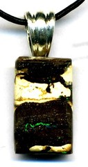 BOULDER OPAL NECKLACE, Australia natural Koroit gem Opal pendant