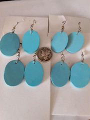 4 Pair Turquoise Oval Shape Slab/Block Earrings 4 PAIR ONE MONEY