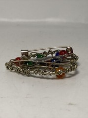 Heart pin wire wrap and bead Silver Tone Green Red Purple Orange Red B11A