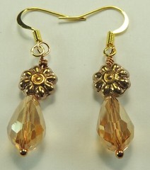 Briolette Crystal Dangle Drop Earrings Czech Flowers Handmade Jewelry