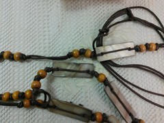 Artisan Handcrafted Abalone Shell Wood Bead Mod Boho Cord Bohemian Long Necklace
