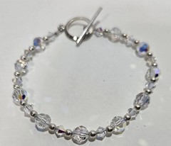 Bracelet Made With Sterling Silver & Swarovski Crystal AB Beads 6 1/2 Inch