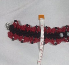 Vintage Handmade Goth Crochet Red & Black Choker Necklace by Odythia