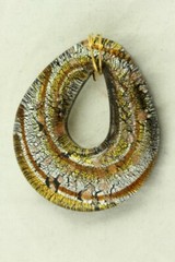 Vintage Costume Jewelry Dichroic Glass Accent Pendant Black Gold & Copper