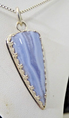 TIMELESS HANDCRAFTED AFRICAN BLUE LACE AGATE PENDANT SET IN STERLING SILVER
