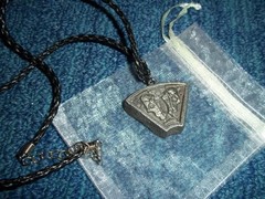 Handcrafted Pewter Necklace Artist Heavy with cord in Gift bag