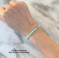 2pcs Natural Amazonite 4mm Beads Healing Spiritual Crystal Elastic Bracelet