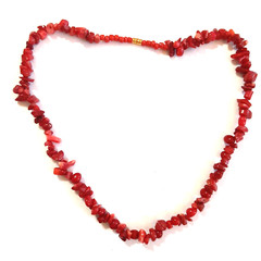 Red Coral Branch Bead Necklace 10mm 18 inch