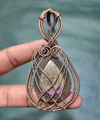 Handmade Purpurite Pendant Wire Wrap Jewelry Copper Pendant
