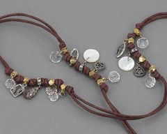 Retired Silpada Brown Cord Mixed Metals Mother of Pearl & CZ Boho Necklace N2344