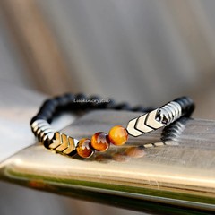 Natural Tiger Eye Hematite Black Tourmaline Beaded Triple Protection Bracelet