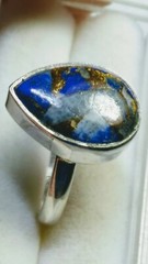CUTE UNTREATED NATURAL LAPIS LAZULI IN .925 STERLING SILVER RING SIZE 6.0-6.25