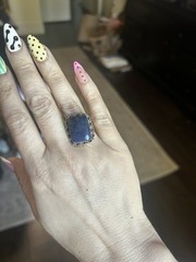 Denim Blue Lapis Sterling Silver Ring Size 7 Boho Artisan Southwestern Style