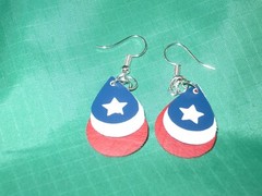 Patriotic Teardrop, 4th of July Red, White & Blue Faux Leather Earrings