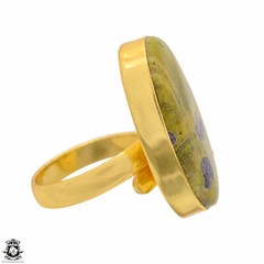 Size 9.5 – Size 11 Adjustable Atlantisite Stichtite 24K Gold Plated Ring GPR1368