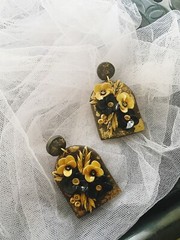 Polymer Clay Earrings Gold/brown/bronze/arch