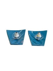 Vintage Two Tone Blue Stripe Trapezoid Art Earrings Modernist Geometric Fashion