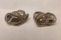 Handmade Wire Wrapped Rings Set Of 2 Copper Citrine Amethyst Quartz Size 10