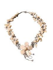 Artisan Wired Mother of Pearl Shell Collar Necklace Flower 16 inches Long