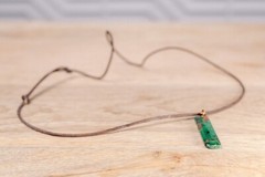 Leather Malachite Chrysocolla Green Stone Pendant Necklace
