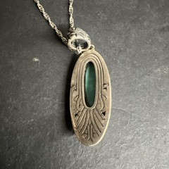 Sterling Silver Necklace Turquoise Pendant 18 inch chain