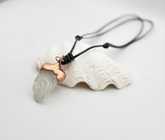 White Frosted Sea Glass Copper Plated Pendant Necklace