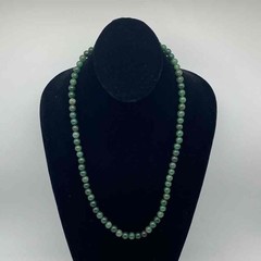 Sterling Silver 925 Green Aventurine Beaded Necklace Single Strand 24″ 56.6g