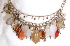 Jasper Stone Cluster Necklace Agate Quartz Rhinestones