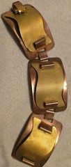 Renoir ? Clasp Bracelet 3- Copper Rectangles w/ Mesh Brass Hand Crafted 7″x 1¼»
