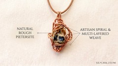 Self Crafted Copper Wire Wrapped Rough Natural Pietersite Amulet