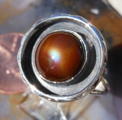 Sterling Silver and Slaughter Camp AZ Fire Agate Gem ring sz 8 1/8 D103