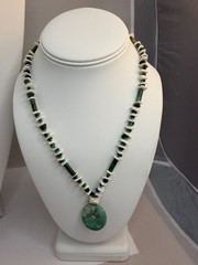 OOAK Handmade Genuine Turquoise Aventurine Pendant Necklace Shell Sterling