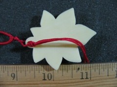 Carved Ox born Pendent Chinese Character Love爱 On Leaf Adjustable Red String