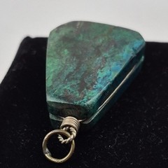 Green Chrysocolla Stone Pendant Trapezoid Shape Natural Gemstone Boho Charm 1.5″