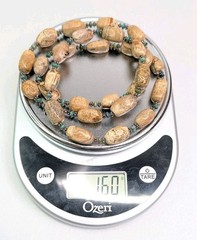 Brown Jasper Turquoise Sterling Bead Necklace 32 Inch Layering 160 Grams Barse