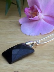 Shungite Pendant Shungite Rectangular Faceted Pendant With Chain Reiki Karelia.