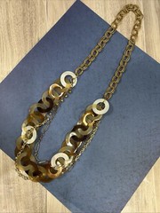 Handcrafted Multi Strand Buffalo Horn Chain Necklace 30” Versatile Casual Style