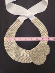 Handmade white beaded collar bib necklace