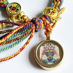 Handmade Colorful Rope Zakiram God of Wealth Thangka Amulet Compile A Bracelet